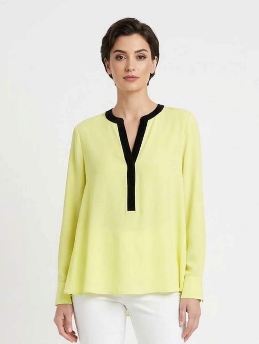 Victoria's Secret Yellow Blouse with Black Trim Large